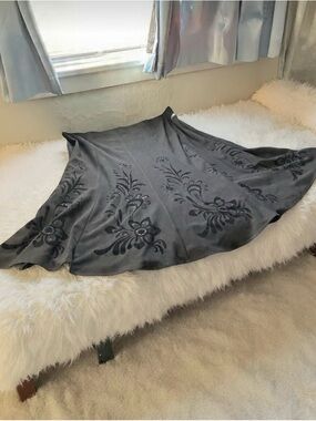 Dress Barn Charcoal Black Velvet Burnout Circle Skirt 22” Waist 31” L